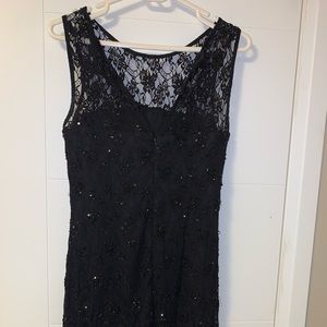Black beaded cocktail dress